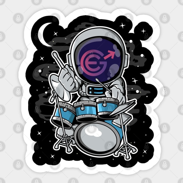 Astronaut Drummer Evergrow EGC Coin To The Moon Crypto Token Cryptocurrency Blockchain Wallet Birthday Gift For Men Women Kids Sticker by Thingking About